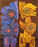 Double Idol II, 1993, woodfiber board, oil, 100X80cm